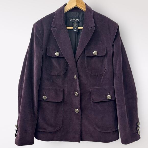London Jean 8 M‎ Purple Corduroy Blazer Jacket Tailored Smart Casual Whimsygoth - Picture 1 of 8